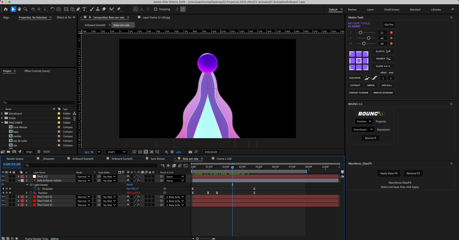 Bola con cola rigging